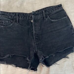 GRLFRND Black Distressed Jean Shorts